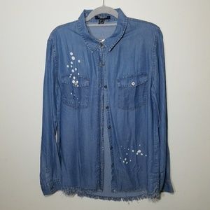 Light Weight Denim Shirt Distressed